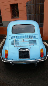 Vintage Blue Little Car in Italy