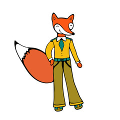 Hand drawn elegant card with cute fox character