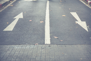 Forward signs on the road Forward and right signs on the road