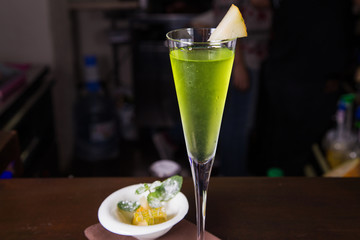 cocktail with melon and mint