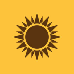 The sunshine icon. Sunrise and sunshine, weather, sun symbol. UI. Web. Logo. Sign. Flat design. App. Stock