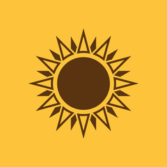 The weather icon. Sunrise and sunshine, weather, sun symbol. UI. Web. Logo. Sign. Flat design. App. Stock
