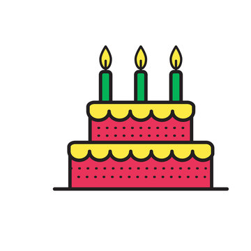Sweet cake for birthday holiday. Vector icon.