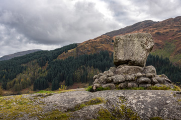 Fototapeta na wymiar Bruces Stone in Glen Trool Scotland