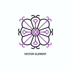 Vector floral icon and logo design template in outline style - abstract monogram.