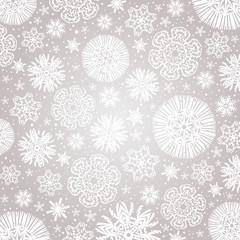 Christmas  snowflakes  over grey  background, vector
