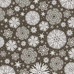 Christmas  snowflakes over wooden  background, vector
