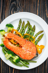 Crispy roasted salmon steak