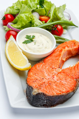 Crispy roasted salmon steak