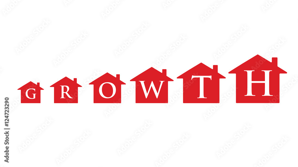 Wall mural vector image of houses increasing in size with the words 