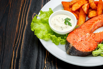 Crispy roasted salmon steak