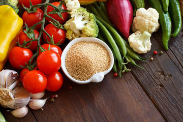 Raw Amaranth Grain and vegetables