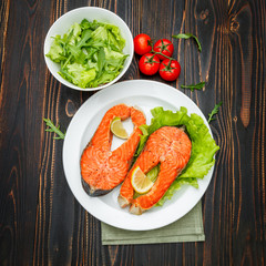 Crispy roasted salmon steak