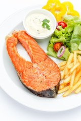 Crispy roasted salmon steak