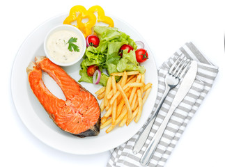 Crispy roasted salmon steak