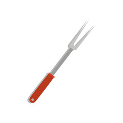 fork kitchen utensil with red handle over white background. vector illustration