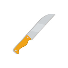 knife kitchen utensil with yellow handle over white background. vector illustration