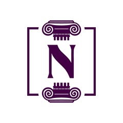 Alphabet N logo. Logo of law, attorney or judge in letter N