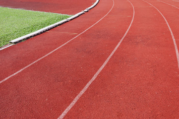running track and green grass,Direct athletics Running track at Sport Stadium