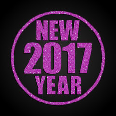 Pink Sequins New 2017 Year. Star. Circle.