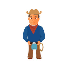 Cartoon cowboy character on white background. Vector