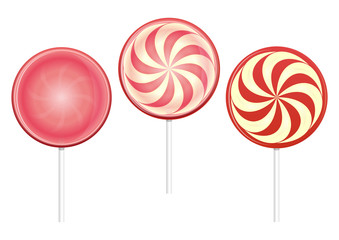 Closeup lollipops, candy. Illustration isolated on white background