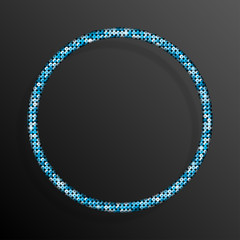 Frame Blue Sequins Circle. Glitter, sparkle.