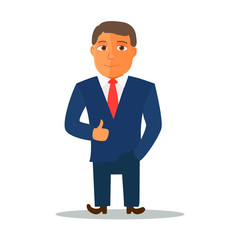 Businessman Cartoon Character in Blue Suit. Vector