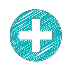 plus icon over circle shape and white background. vector illustration