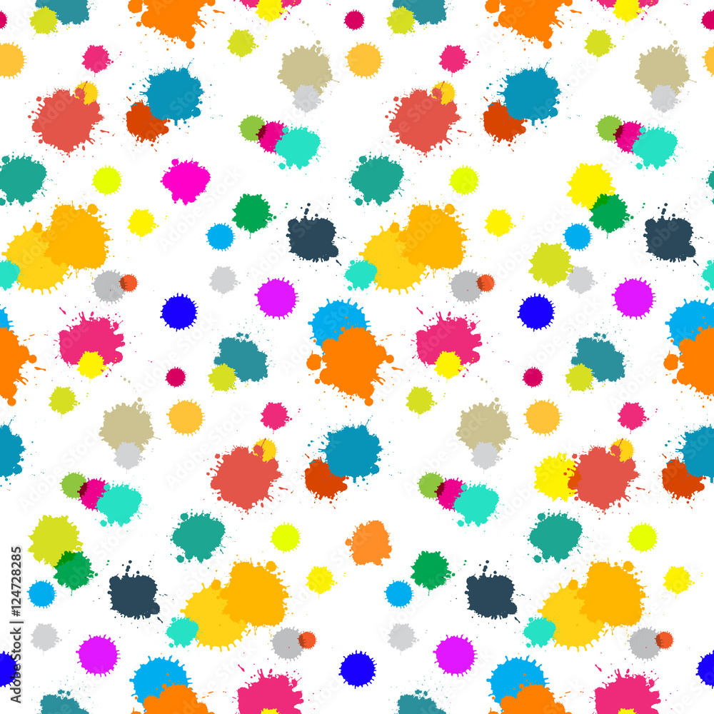 Poster seamless colorful splashes pattern on white background