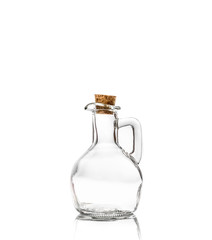 empty olive oil container bottle on white background