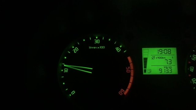 speedometer, cyclometer, tachometer sports car. Car instrument panel, showing rpm and high speed acceleration. 4K.