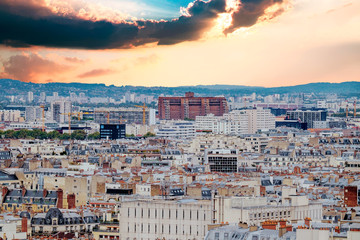 Obraz premium Aerial view of Paris, France. Rooftops and architecture.