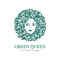 Green Queen Logo. Logo for cosmetic, beauty, Spa
