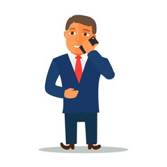 Businessman Cartoon Character in Blue Suit. Vector