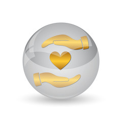 Hands holding heart icon
