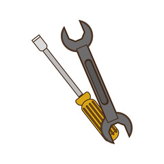 wrench and screwdriver repair tools icon over white background. vector illustration