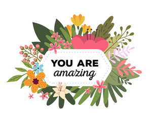 Vector illustration of floral template with beautiful flowers, l