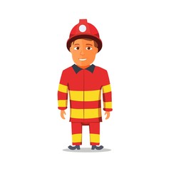Cartoon Firefighter Character isolated on white Background. Vector