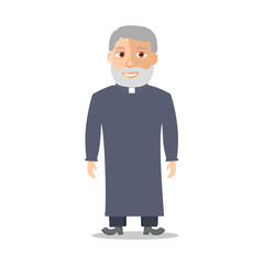 Cartoon Character Old man like a priest. Vector