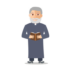 Cartoon Character Old man like a priest. Vector