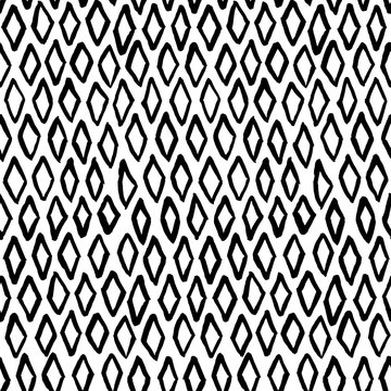 Diamonds. The geometric shape.Seamless vector pattern.Traditional ethnic pattern. Brushwork by hand. Black and white vector image.