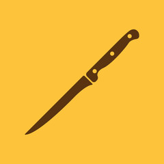 The knife for meat icon. Knife and chef, kitchen symbol.UI. Web. Logo. Sign. Flat design. App.