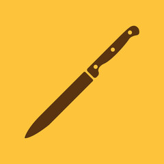 The knife for meat icon. Knife and chef, kitchen symbol.UI. Web. Logo. Sign. Flat design. App.