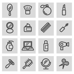 Vector black line cosmetics icons set