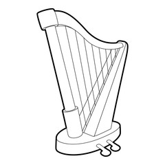 Harp icon. Outline isometric illustration of harp vector icon for web