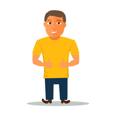 Cartoon Character in Yellow t-shirt. Vector