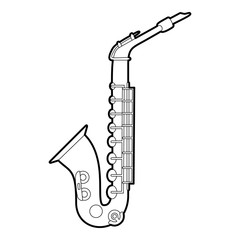 Saxophone icon. Outline illustration of saxophone vector icon for web