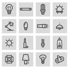 Vector black line light icons set