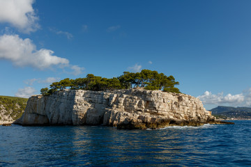 Vue from the sea on Calanques de Cassis, Calanques de Marseille, Provence, France